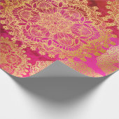 Elegant goud rood roze mandala patroon cadeaupapier (Hoek)