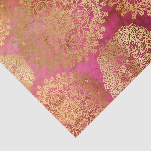 Elegant goud rood roze mandala patroon tissuepapier (Detail)