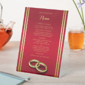 Elegant Goud & Rood, Trouwringen Wedding Menu Reclamebord Met Voetstuk (Insitu)