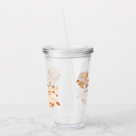 Elegant Goud Roos Bruiloft Acryl Drinkbeker (Links)