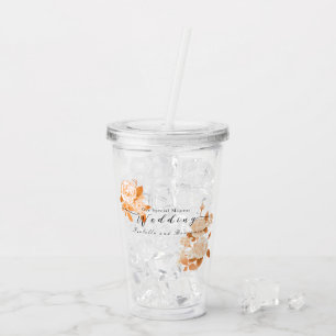 Elegant Goud Roos Bruiloft Acryl Drinkbeker