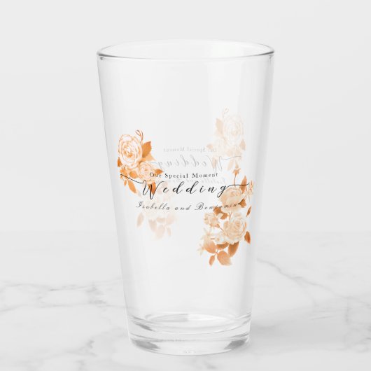 Elegant Goud Roos Bruiloft Glas (Achterkant)