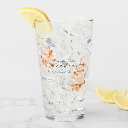 Elegant Goud Roos Bruiloft Glas (Voorkant ijs)