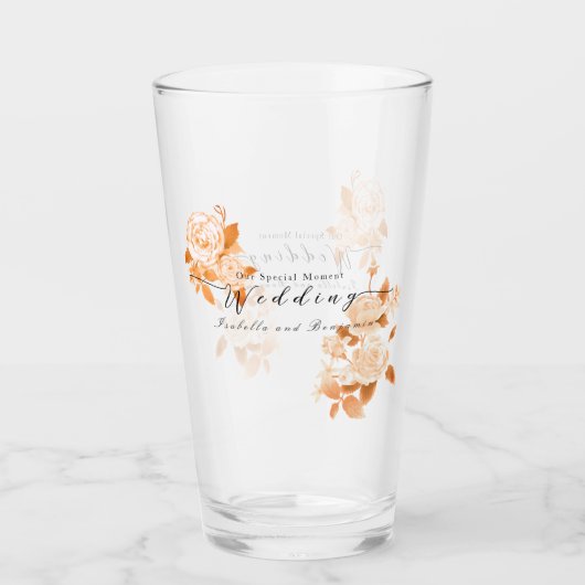 Elegant Goud Roos Bruiloft Glas (Voorkant)