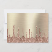 Elegant Goud Roos Goud Glitter Drip Verjaardag Bedankkaart (Achterkant)