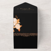 Elegant Goud Roos Zwart Bruiloft All In One Uitnodiging (Buitenkant)