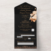 Elegant Goud Roos Zwart Bruiloft All In One Uitnodiging (Binnen)