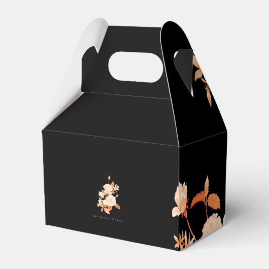 Elegant Goud Roos Zwart Bruiloft Bedankdoosjes (Achterkant)
