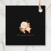 Elegant Goud Roos Zwart Bruiloft Bedankjes Labels (Achterkant)