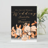 Elegant Goud Roos Zwart Bruiloft Bedankkaart (Staand voorkant)