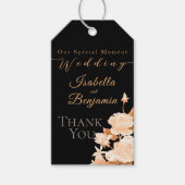 Elegant Goud Roos Zwart Bruiloft Cadeaulabel (Voorkant)