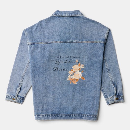 Elegant Goud Roos Zwart Bruiloft Denim Jacket (Achterkant)