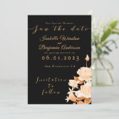 Elegant Goud Roos Zwart Bruiloft Feestdagenkaart (Staand voorkant)