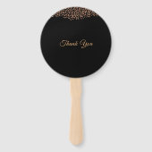 Elegant Goud Roos Zwart Bruiloft Handwaaier (Achterkant)