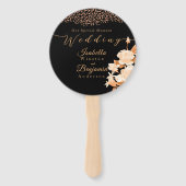 Elegant Goud Roos Zwart Bruiloft Handwaaier (Voorkant)