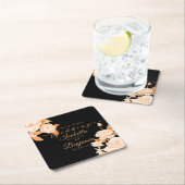 Elegant Goud Roos Zwart Bruiloft Kartonnen Onderzetters (Insitu)