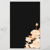 Elegant Goud Roos Zwart Bruiloft Menu (Achterkant)