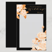 Elegant Goud Roos Zwart Bruiloft Menu (Voorkant / Achterkant)