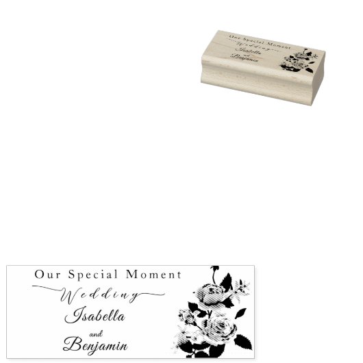 Elegant Goud Roos Zwart Bruiloft Rubberstempel (Gestempeld)