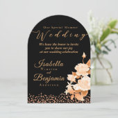 Elegant Goud Roos Zwart Bruiloft Uitnodiging Kaart (Staand voorkant)