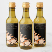 Elegant Goud Roos Zwart Bruiloft Wijn Etiket (Flessen)