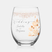 Elegant Goud Roos Zwart Bruiloft Wijnglas Zonder Voet (Voorkant)