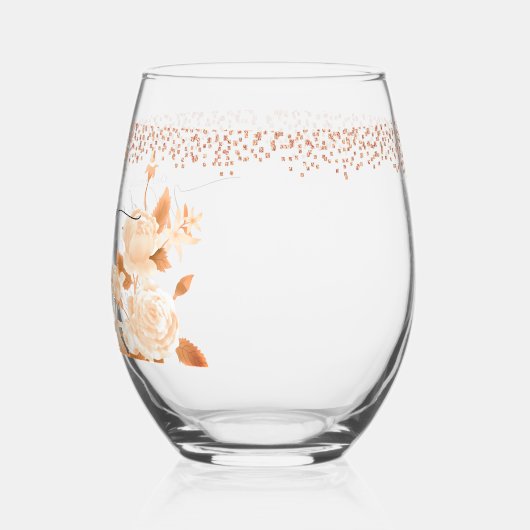 Elegant Goud Roos Zwart Bruiloft Wijnglas Zonder Voet (Links)