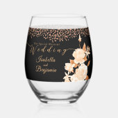 Elegant Goud Roos Zwart Bruiloft Wijnglas Zonder Voet (Voorkant)