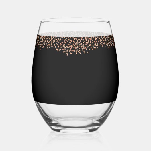 Elegant Goud Roos Zwart Bruiloft Wijnglas Zonder Voet (Achterkant)