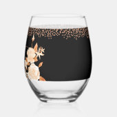 Elegant Goud Roos Zwart Bruiloft Wijnglas Zonder Voet (Links)