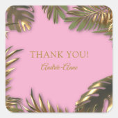 Elegant goud roze 50 Fabulous Dank u Vierkante Sticker (Voorkant)