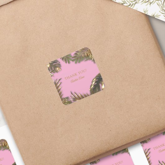 Elegant goud roze 50 Fabulous Dank u Vierkante Sticker