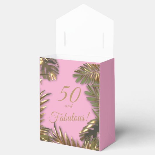 Elegant Goud Roze 50 Fabulous Verjaardag Grote Gif Bedankdoosjes (Geopend)