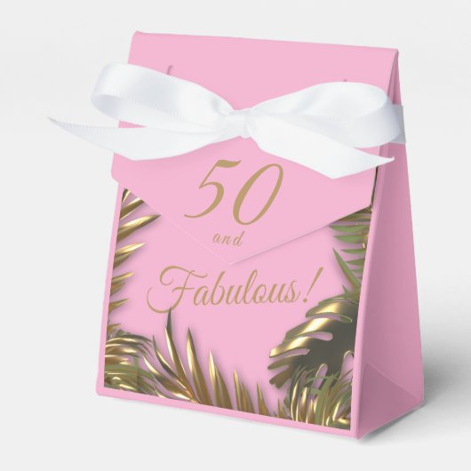 Elegant Goud Roze 50 Fabulous Verjaardag Grote Gif Bedankdoosjes (Voorkant Zijde)