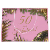Elegant goud roze 50 fantastische verjaardag groot cadeauzakje (Voorkant)