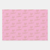 Elegant goud roze 50 fantastische verjaardag inpakpapier vel (Voorkant 2)