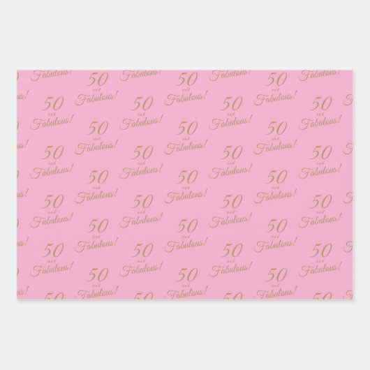 Elegant goud roze 50 fantastische verjaardag inpakpapier vel (Voorkant 2)