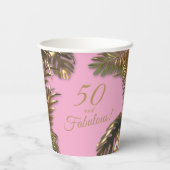 Elegant goud roze 50 fantastische verjaardag papieren bekers (Achterkant)