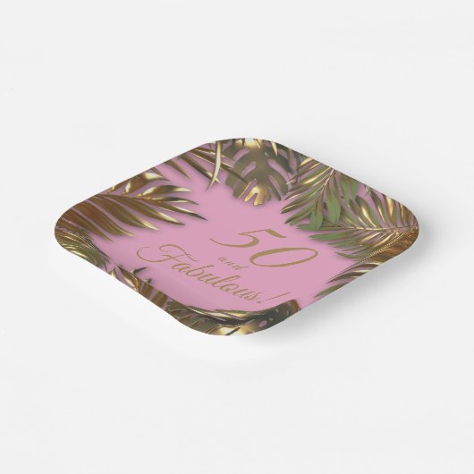 Elegant goud roze 50 fantastische verjaardag papieren bordje (Gebogen)
