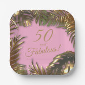 Elegant goud roze 50 fantastische verjaardag papieren bordje (Voorkant)
