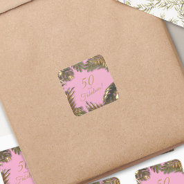 Elegant goud roze 50 fantastische verjaardag vierkante sticker
