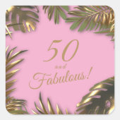 Elegant goud roze 50 fantastische verjaardag vierkante sticker (Voorkant)