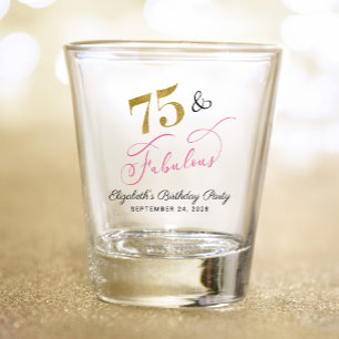 Elegant Goud Roze 75e Verjaardagsfeestje Shot Glas