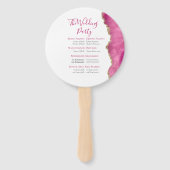 Elegant Goud & Roze Agaat Steen Huwelijksceremonie Handwaaier (Achterkant)