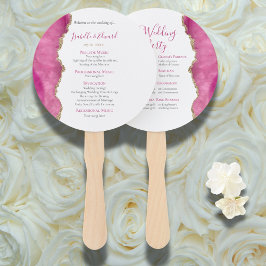 Elegant Goud & Roze Agaat Steen Huwelijksceremonie Handwaaier