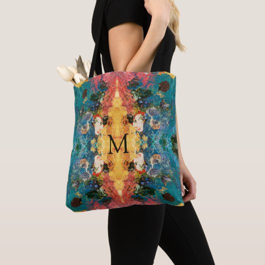 Elegant Goud Roze Blauwgroen Abstract Tote Bag (Dichtbij)