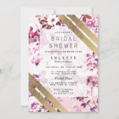 Elegant Goud Roze Bloemen Gestreept Vrijgezellenfe Kaart (Voorkant)