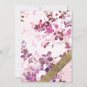 Elegant Goud Roze Bloemen Gestreept Vrijgezellenfe Kaart (Achterkant)