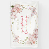 Elegant Goud Roze Bloemen Meisje Quinceañera Groot Spandoek (Verticaal)