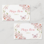 Elegant Goud Roze Bloemen Meisje Quinceañera Plaatskaartje (Voorkant / Achterkant)